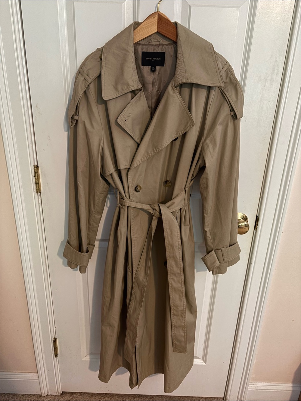 Banana Republic Tan Double-Breasted Trench Coat with Belt